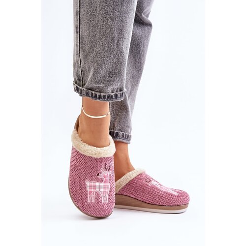Kesi Women's Slippers With Reindeer And Fur Inblu CT000034 Pink Cene