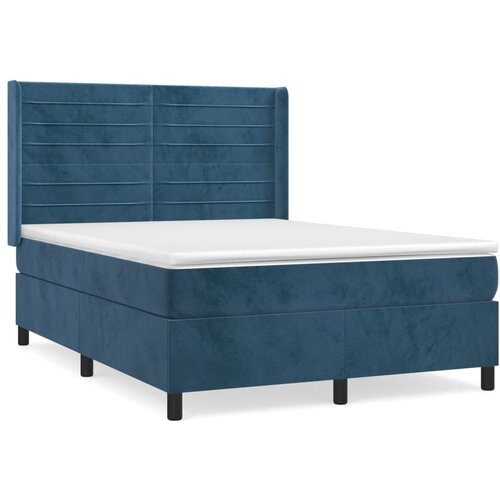 Maison Chic Box spring postelja - Vzmetna postelja z vzmetnico temno modra 140x190cm žamet SL16479, (21881223) Cene
