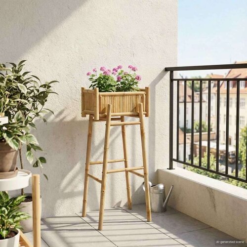  Vrtni saksija s držačem Prirodna 50 x 38 x 114 cm Bambus - 90 cm A-oblik okvira Cene
