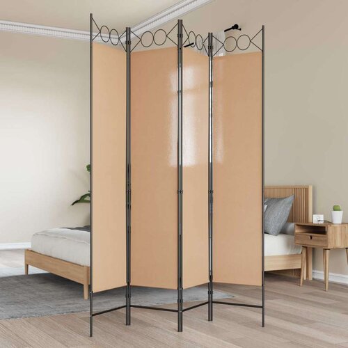  4-panelni pregradni zid Bež 160 x 200 cm Tkanina - Bež 160 x 200 cm Cene