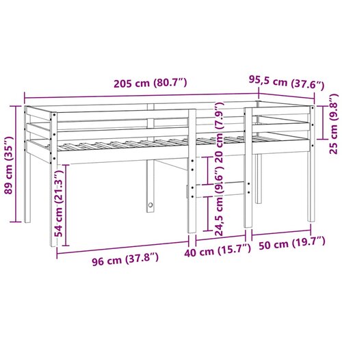  Visoki krevet bijeli 90 x 200 cm od masivne borovine Slike