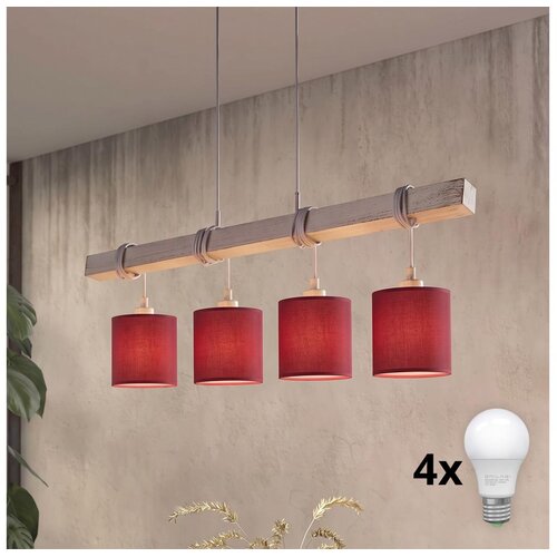 Brilagi LED luster na sajli NUBILA 4xE27/60W/230V siva/pompejska crvena Slike