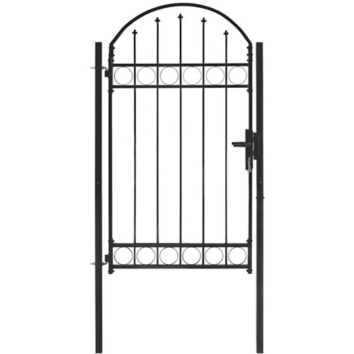  Vrata za ogradu s lučnim vrhom čelična 100 x 175 cm crna Cijene