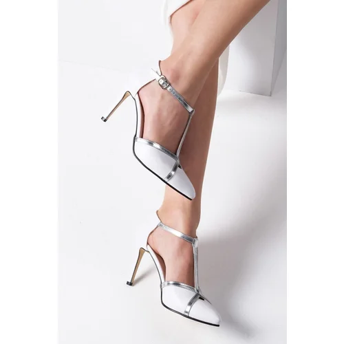 Mio Gusto Gina White Color Women's Heeled Evening Shoes