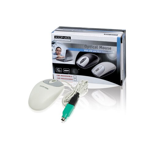 Konig Mi&amp;scaron; optički, 1000dpi, USB i PS/2, boja bijela &amp;ndash; CMP-MOUSE 60WHI Slike