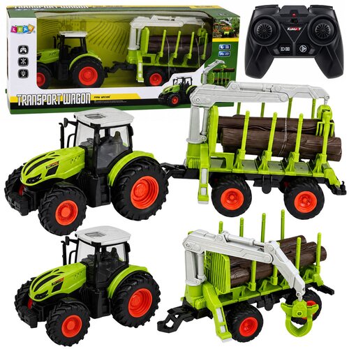 Rc Remote Controlled Tractor with Forest Trailer and Timber Grabber 1:24 Slike