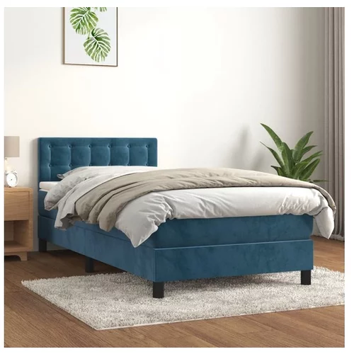 vidaXL Box spring postelja z vzmetnico temno modra 100x200 c