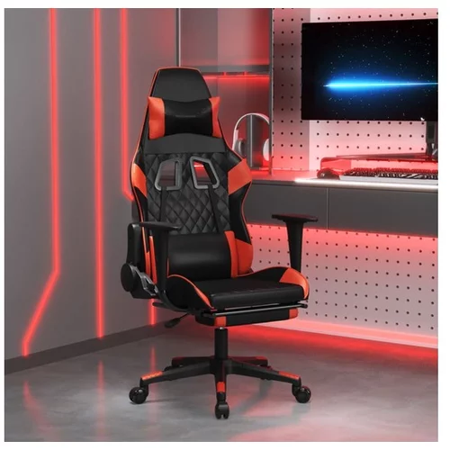  Gaming stol z oporo za noge črno in rdeče umetno usnje