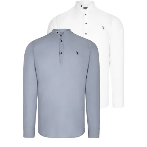 Dewberry DOUBLE SET G783 JUDGE COLLAR SHIRT-WHITE-GREY