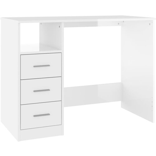 Maison Chic Pisalna miza - pisarniška miza - Računalniška miza s predali visok sijaj bela 102x50x76 cm inž. les, (21785678) Cene