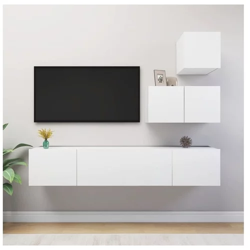  Komplet TV omaric 4-delni bela iverna plošča
