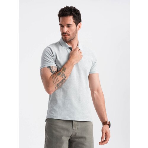 Ombre Men's BASIC single color pique knit polo shirt - grey Cene