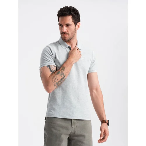 Ombre Men's BASIC single color pique knit polo shirt - grey