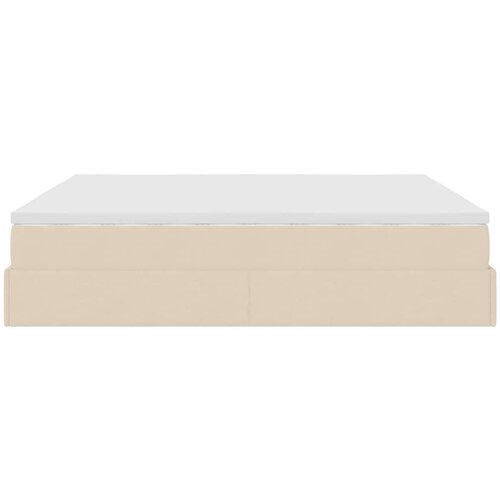  Otomanski krevet s madracem krem 180x200cm od tkanine Slike