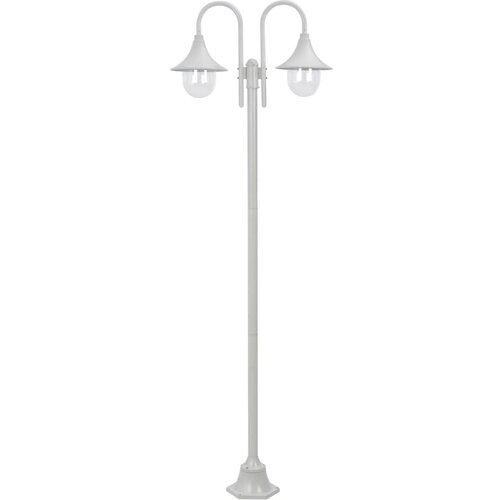 The Living Store Vrtna ulična svetilka 220 cm E27 aluminij 2 svetilki bela - Vrtna Ulična Svetilka, (21479381) Cene