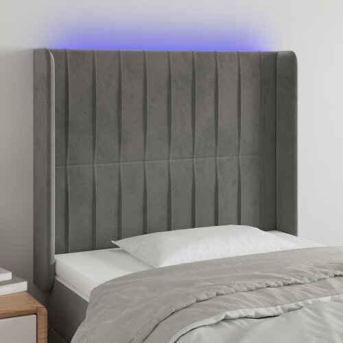 The Living Store led posteljno vzglavje svetlo sivo 93x16x118/128 cm žamet - led vzglavje, (21418454) Slike