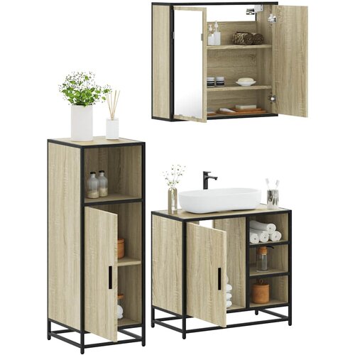 vidaXL 3-dijelni set kupaonskog namještaja boja hrasta sonome drveni Cijene