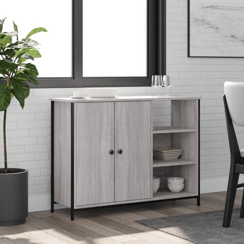 VidaXL Komoda siva sonoma 100x33x75 cm inženirski les Slike