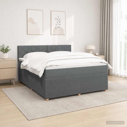  Boxspring krevet s madracem Tamnosiva 140 x 200 cm Tkanina Cijene