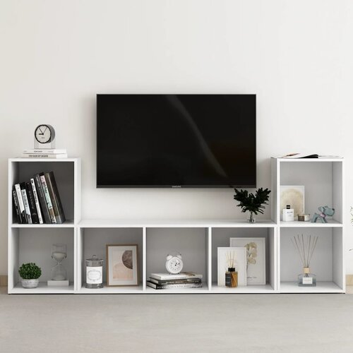  3-dijelni set TV ormarića bijeli od konstruiranog drva Cene