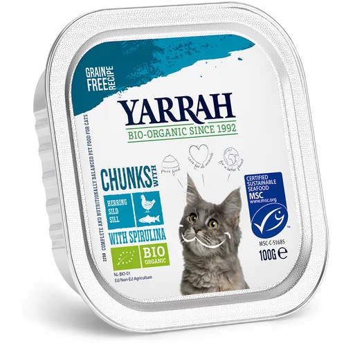Yarrah Ekonomično pakiranje: zdjelice 12 x 100 g - Riba sa bio spirulinom - komadići u umaku