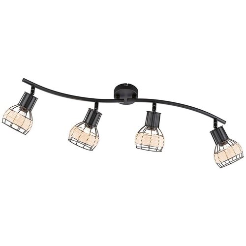 Fischer &amp;amp; Honsel Crna stropna svjetiljka s metalnim sjenilom/sa sjenilom od ratana 10,5x70 cm Straw &amp;ndash; Slike