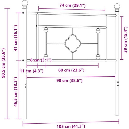  Metalno zamjensko uzglavlje bijelo 100 cm Slike