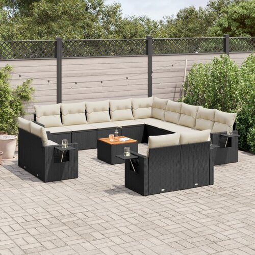 vidaXL 14-dijelni set vrtnih sofa s jastucima poliratan crni Cijene
