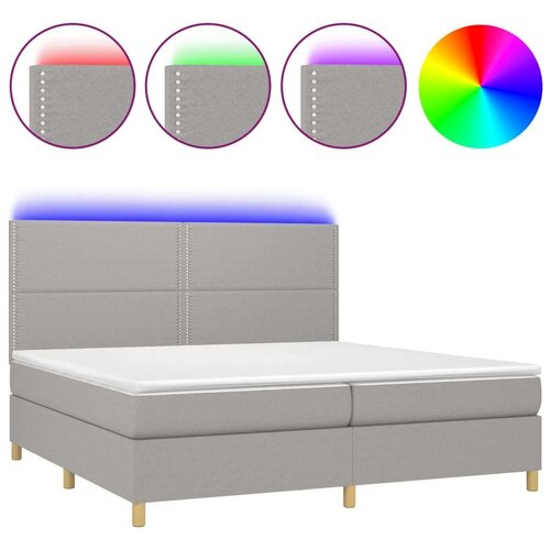  Box spring s madracem LED svjetlosivi 200x200 cm tkanina Slike