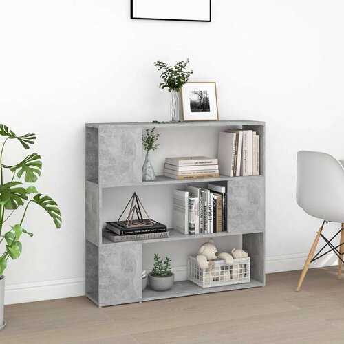 VidaXL Knjižna omara za razdelitev prostora betonsko siva 100x24x94 cm Slike
