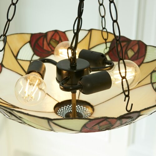 Endon 111879 - Luster na lancu Tiffany INGRAM 3xE27/10W/230V prečnik 45 cm Slike