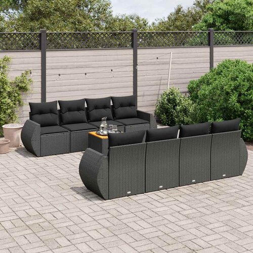  9-dijelni set vrtnih sofa s jastucima od poliratana Slike