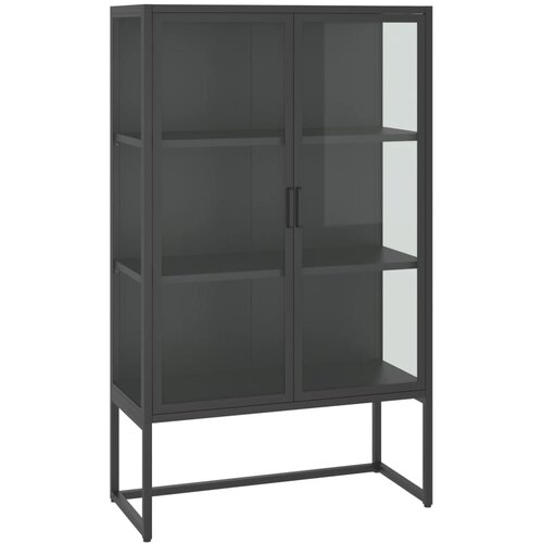  Visoka komoda antracit 80x35x135 cm od čelika i kaljenog stakla Slike