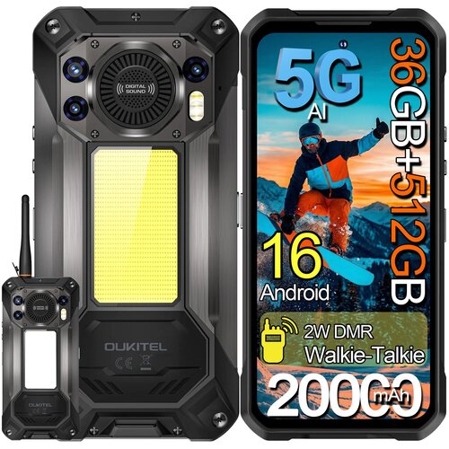 Oukitel Pametni telefon 5G WP61 Plus Walkie Talkie 36/512GB 20000mAh Dimensity 7025, Android 16, 6.8" - črna, (5000231551) Cene