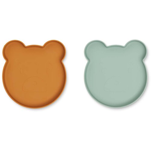 Liewood krožnik Marty Mr. Bear 2/1, silikon mustard, peppermint Cene