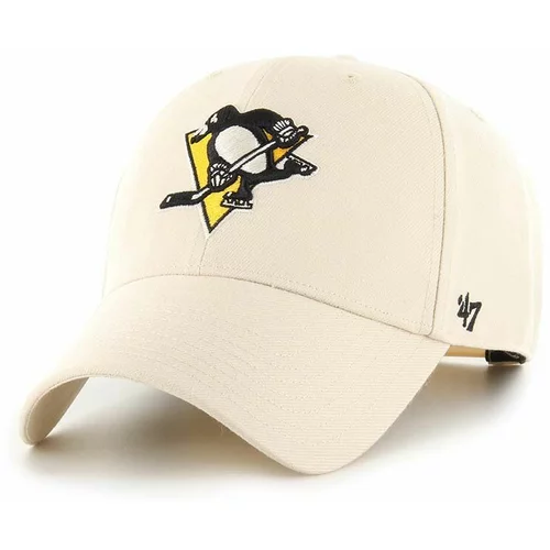 47 Brand Kapa sa šiltom s dodatkom vune NHL Pittsburgh Penguins boja: bež, s aplikacijom