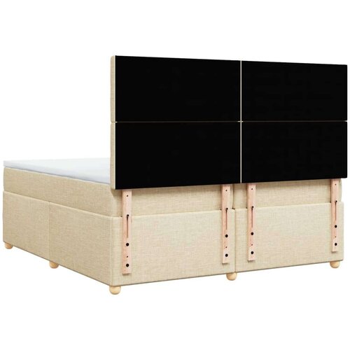 VidaXL Krevet s oprugama i madracem krem 200 x 200 cm od tkanine Slike