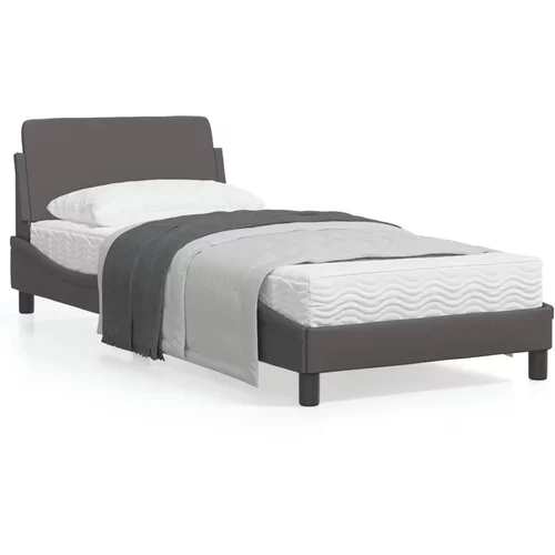 vidaXL Okvir za krevet s uzglavljem sivi 90x200 cm od umjetne kože