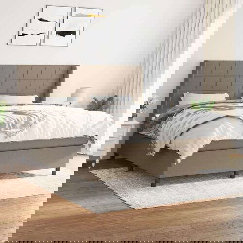  Box spring postelja z vzmetnico taupe 180x200 cm blago, (20895953) Cene