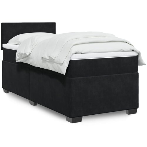  The Living Store Box spring postelja z vzmetnico črna 100x200 cm žamet - Box Spring Postelja, (21488810) Slike