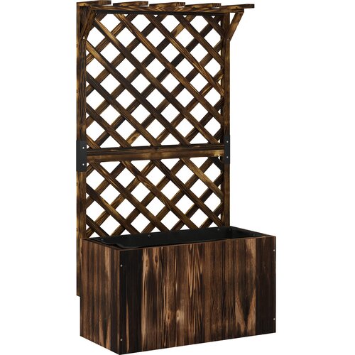 HOMESTAR Podignuta vrtna žardinjera s re&scaron;etkom  žardinjera s re&scaron;etkom  cvjetna kutija  drvo  vrtna re&scaron;etka 64 x 33 x 122 cm  ugljenisana Cijene