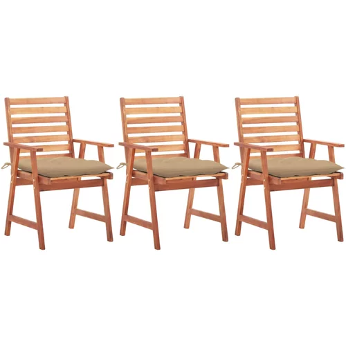 3 Vrtne blagovaonske stolice s jastucima kom od bagremovog drva