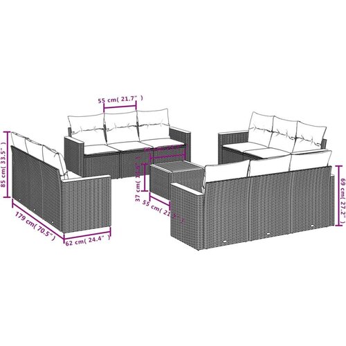  13-dijelni set vrtnih sofa s jastucima bež od poliratana Slike