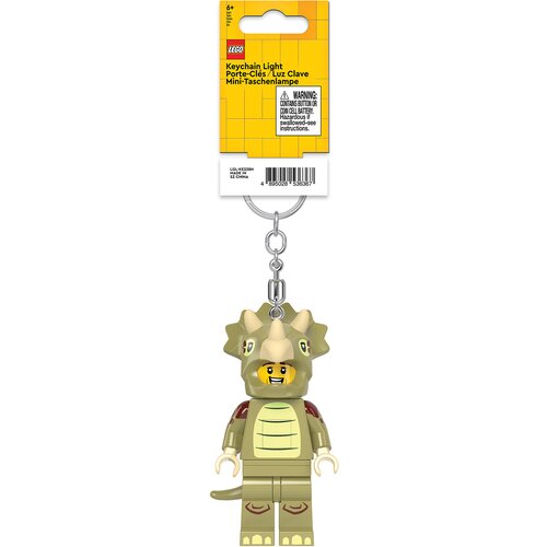 Lego Minifigure privezak za ključeve sa svetlom: Tip u kostimu triceratopsa Slike