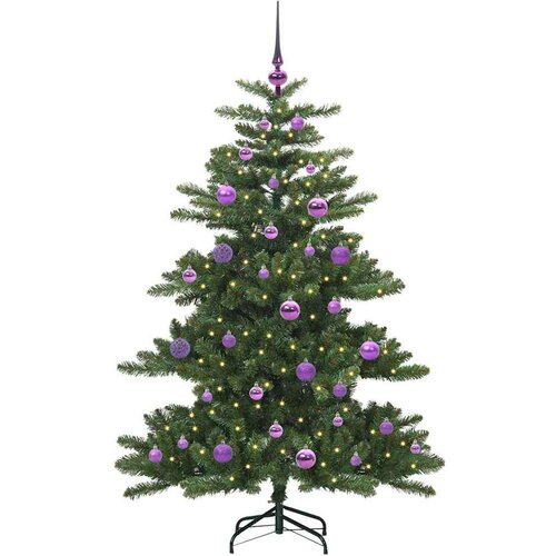 VidaXL Umjetno božićno drvce s nogom with LEDs s stalakom 150cm PVC Slike