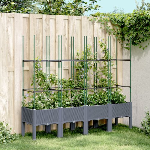 vidaXL Vrtna sadilica s rešetkom siva 160 x 40 x 142 5 cm PP Cijene