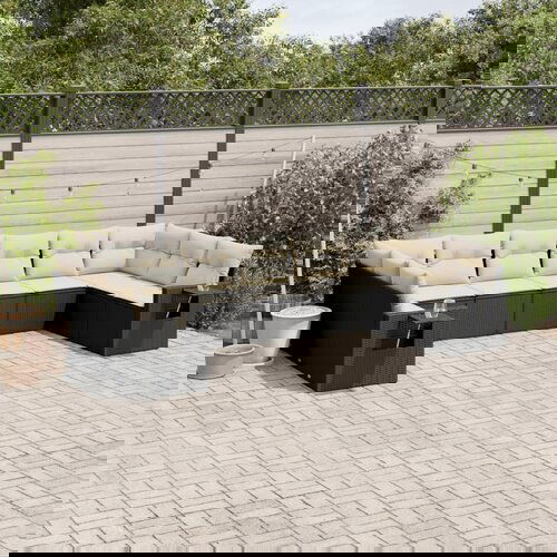 vidaXL 10-dijelni set vrtnih sofa s jastucima crni od poliratana Cijene