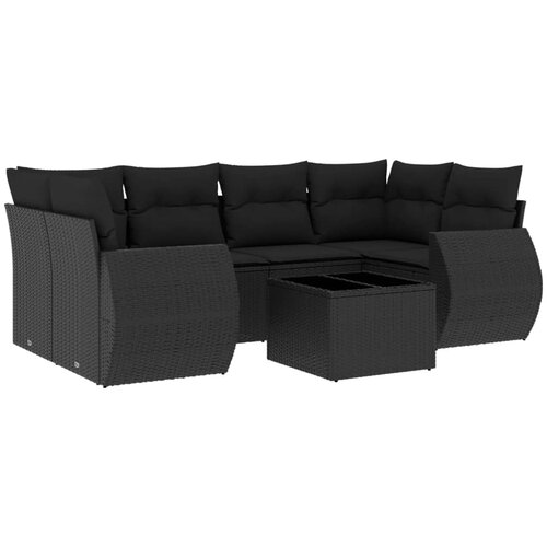Maison Chic Seti vrtnega pohištva - Vrtna garnitura - Vrtni pohištvo set 7-delna z blazinami črn poli ratan, (21801528) Cene