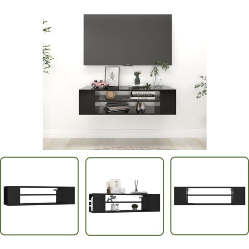 The Living Store Viseča TV omarica črna 100x30x26,5 cm iverna plošča - TV Omarica, (21738279) Cene