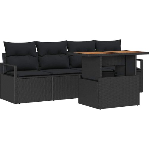  Sjedeća garnitura za vrt 5 kom. Crna Poli ratan 230 x 62 x 69 cm Slike